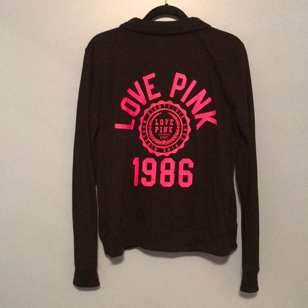VS Pink black pullover 1/4 zip size Large